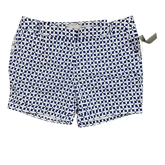 Liz Claiborne Shorts Women's 14 Sloane Floral Patterned Cuffed Hem Blue Pockets - Picture 1 of 12